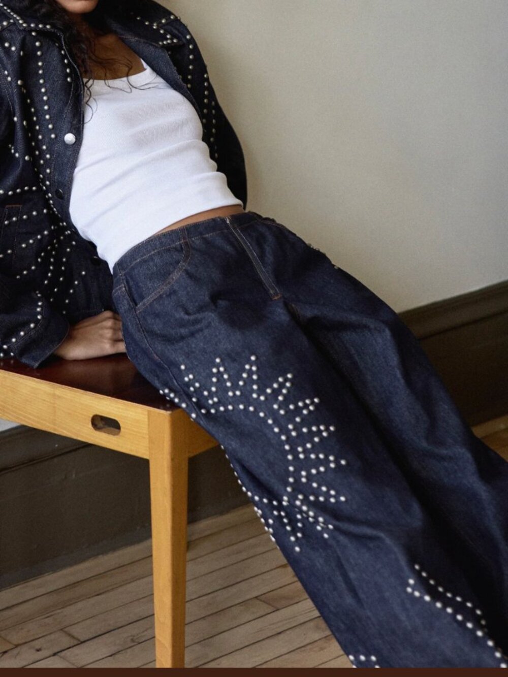 Understated Leather Denim Sunburst Pants (24)